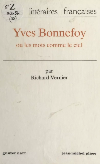 Yves Bonnefoy - Richard Vernier - FeniXX réédition numérique