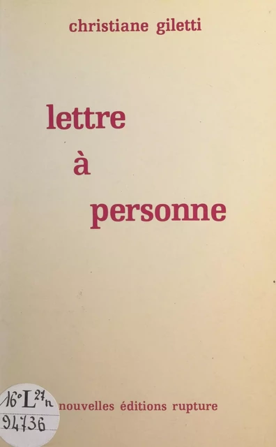 Lettre à personne - Christiane Giletti - FeniXX réédition numérique