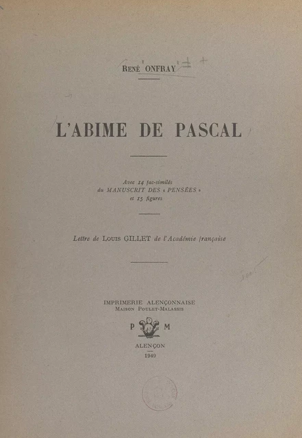 L'abîme de Pascal - René Onfray - FeniXX réédition numérique