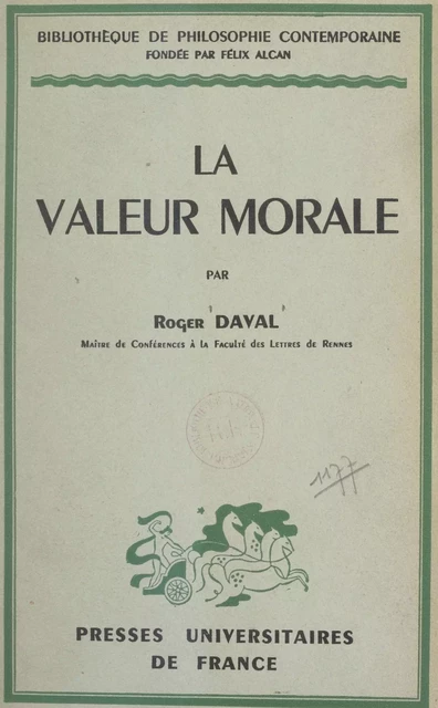 La valeur morale - Roger Daval - FeniXX réédition numérique