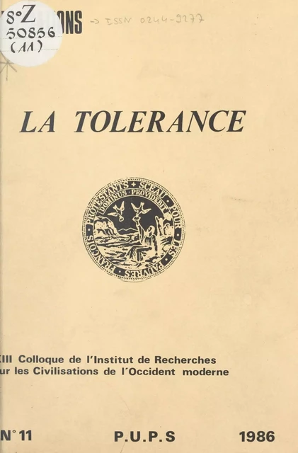 La tolérance -  Institut de recherches sur les civilisations de l'Occident moderne - FeniXX réédition numérique