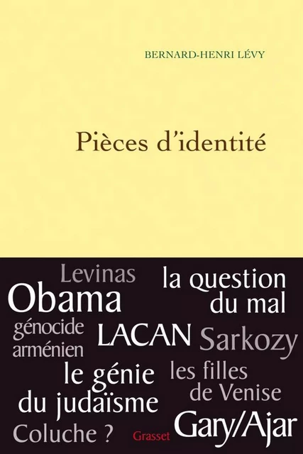 Pièces d'identité - Bernard-Henri Lévy - Grasset