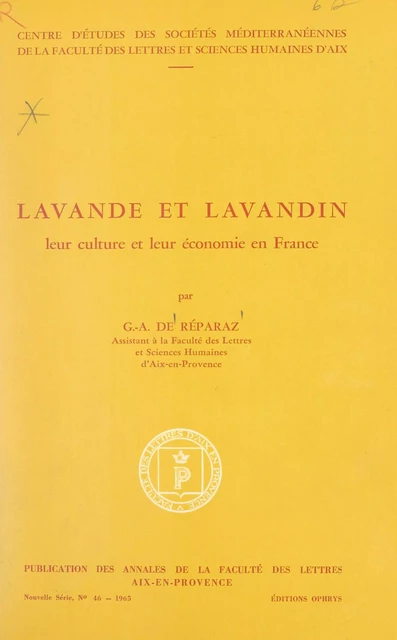 Lavande et lavandin - G.-André de Réparaz - FeniXX réédition numérique