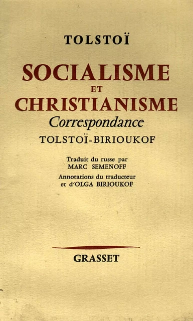 Socialisme et christianisme - Léon Tolstoï - Grasset