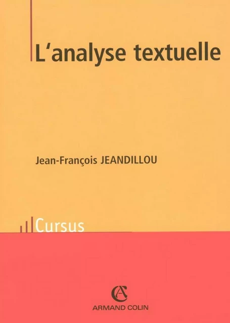 L'analyse textuelle - Jean-François Jeandillou - Armand Colin