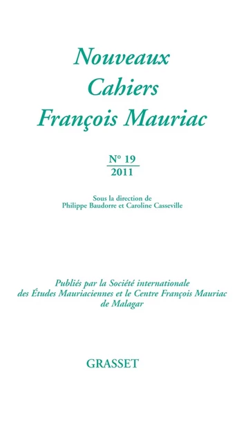 Nouveaux cahiers François Mauriac N°19 - François Mauriac - Grasset