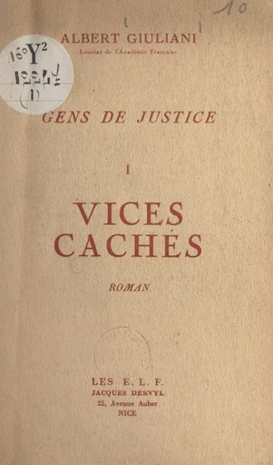 Gens de justice (1). Vices cachés - Albert Giuliani - FeniXX réédition numérique