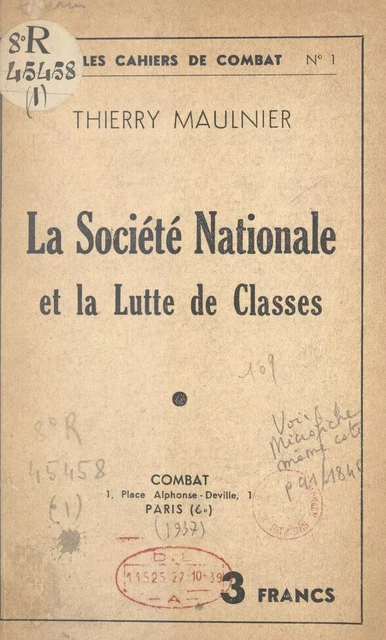 La société nationale et la lutte de classes - Thierry Maulnier - FeniXX réédition numérique