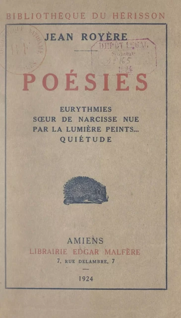 Poésies - Jean Royère - FeniXX réédition numérique