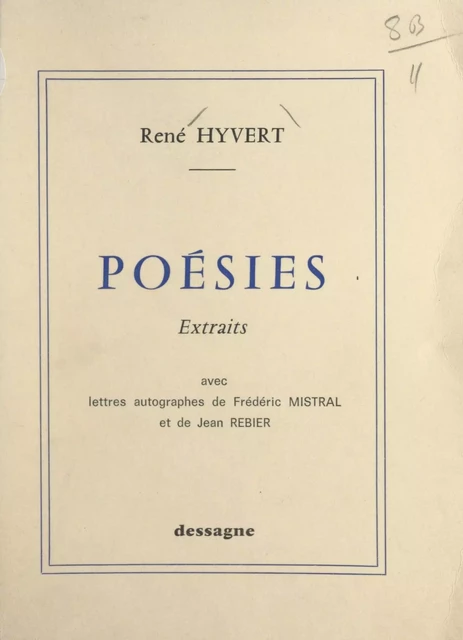 Poésies - René Hyvert - FeniXX réédition numérique