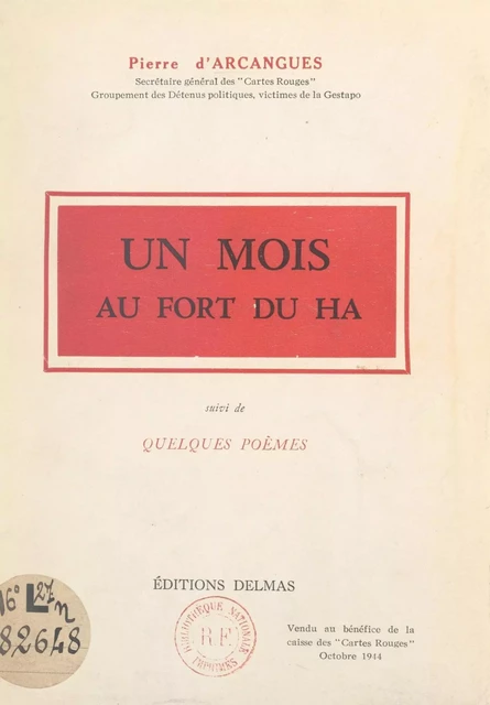 Un mois au Fort du Hâ - Pierre d'Arcangues - FeniXX réédition numérique