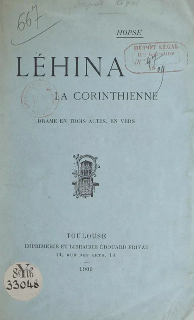 Léhina, la corinthienne -  Hopsé - FeniXX réédition numérique