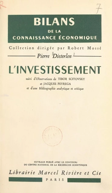 L'investissement - Pierre Dieterlen - FeniXX réédition numérique