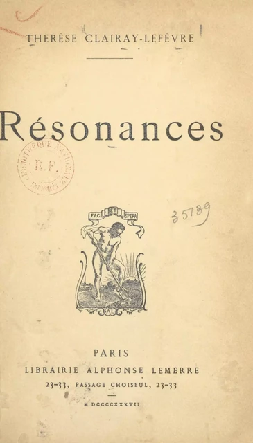 Résonances - Thérèse Clairay-Lefèvre - FeniXX réédition numérique