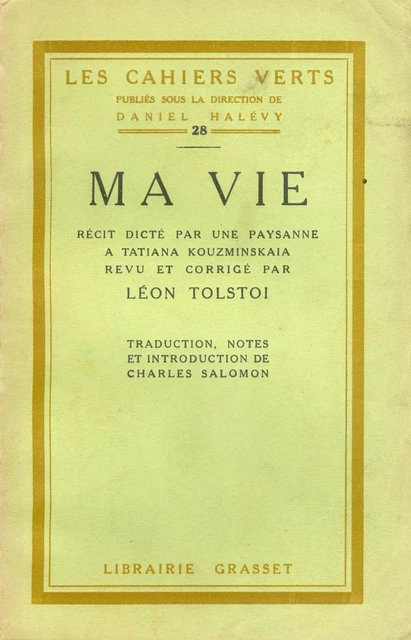 Ma vie - Léon Tolstoï - Grasset