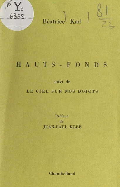 Hauts-fonds - Béatrice Kad - FeniXX réédition numérique