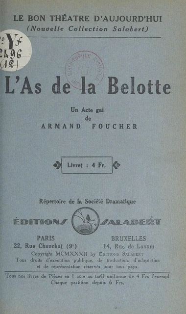 L'as de la belotte - Armand Foucher - FeniXX réédition numérique