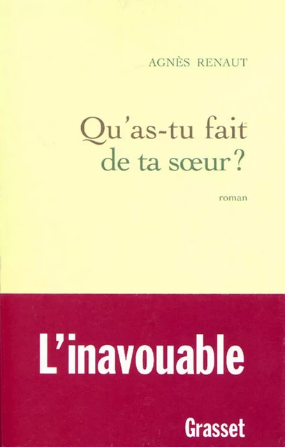 Qu'as-tu fait de ta soeur ? - Agnès Renaut - Grasset