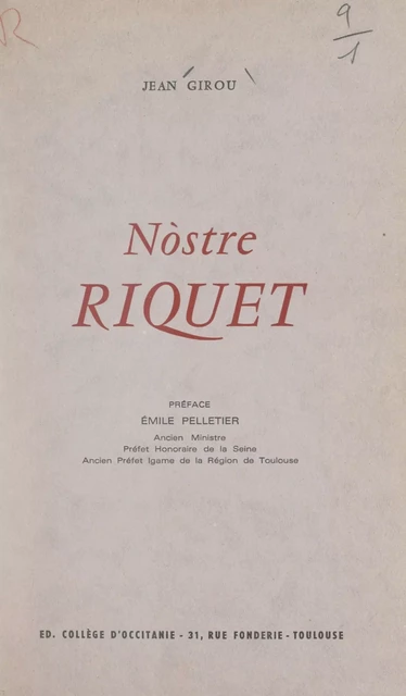 Nòstre Riquet - Jean Girou - FeniXX réédition numérique