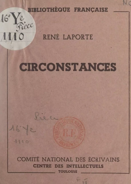 Circonstances - René Laporte - FeniXX réédition numérique