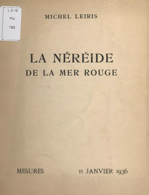 La Néréide de la Mer rouge - Michel Leiris - FeniXX réédition numérique