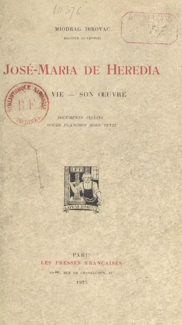 José-Maria de Heredia - Miodrag Ibrovac - FeniXX réédition numérique