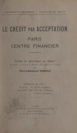 Le crédit par acceptation : Paris, centre financier