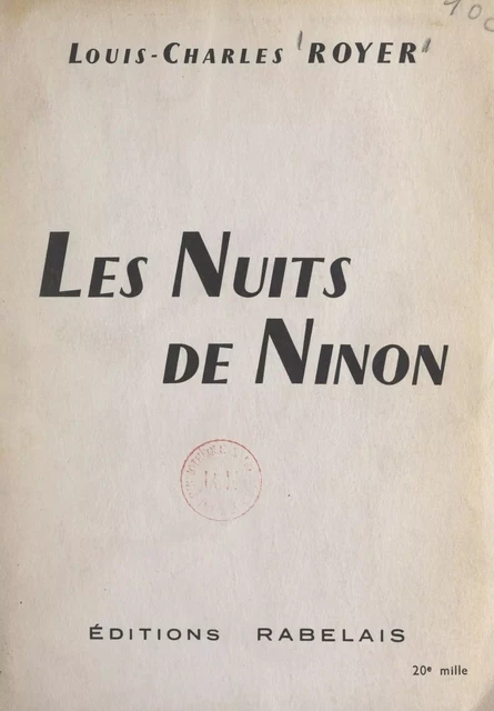 Les nuits de Ninon - Louis-Charles Royer - FeniXX réédition numérique