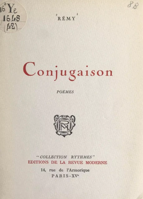 Conjugaison -  Rémy - FeniXX réédition numérique