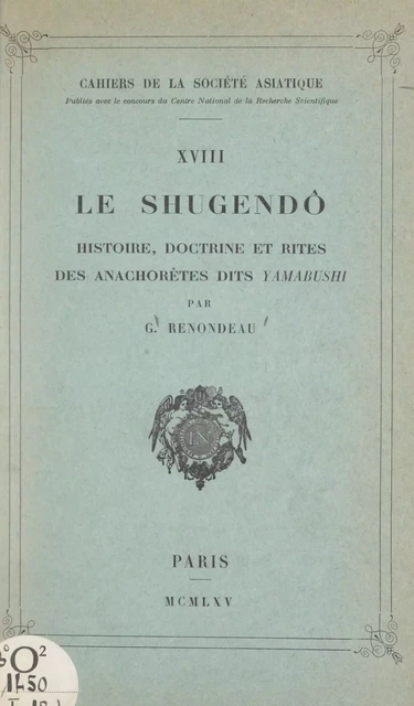 Le Shugendô - Gaston Renondeau - FeniXX réédition numérique