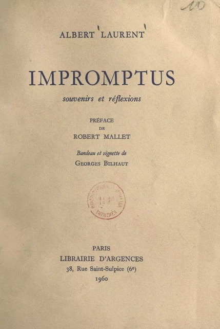 Impromptus - Albert Laurent - FeniXX réédition numérique