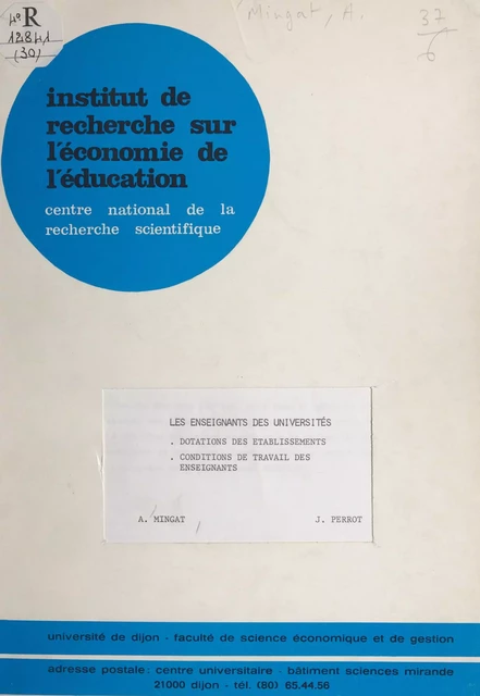 Les enseignants des universités - Alain Mingat, Jean Perrot - FeniXX réédition numérique