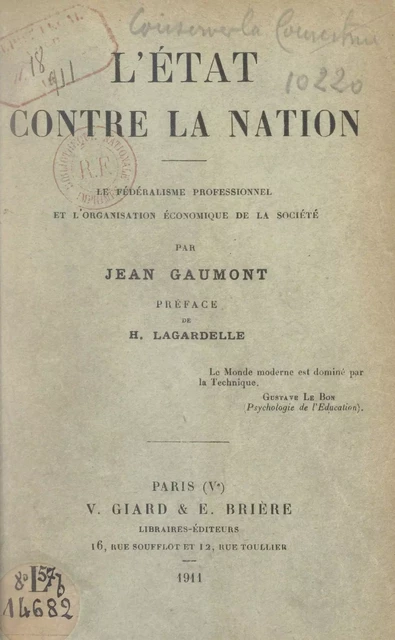 L'État contre la nation - Jean Gaumont - FeniXX réédition numérique