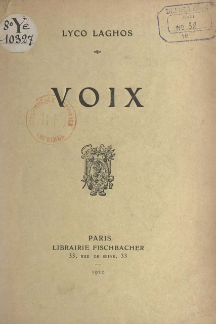 Voix - Lyco Laghos - FeniXX réédition numérique