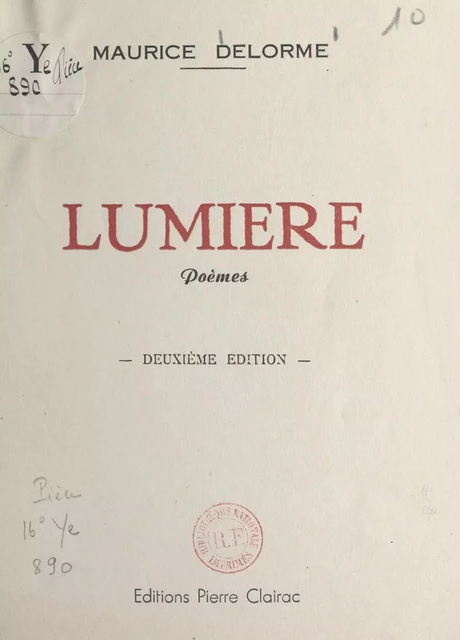 Lumière - Maurice Delorme - FeniXX réédition numérique