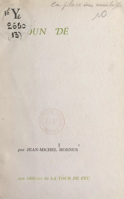 Noun dé - Jean-Michel Hornus - FeniXX réédition numérique