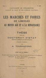 Les marchés et foires de Limoges au Moyen Âge et à la Renaissance