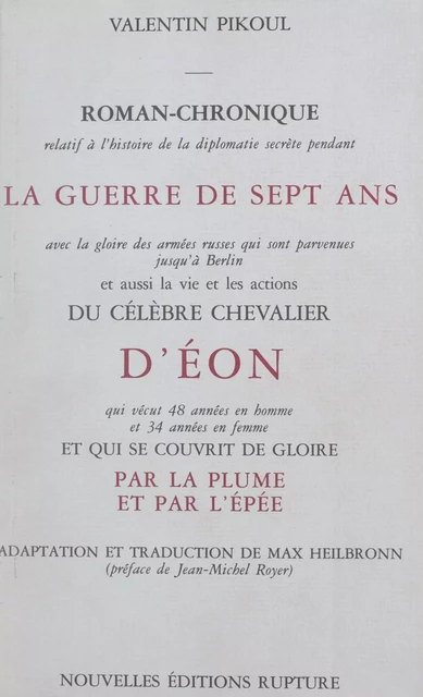 Le chevalier d'Éon et la Guerre de Sept ans - Valentin Pikoul - FeniXX réédition numérique