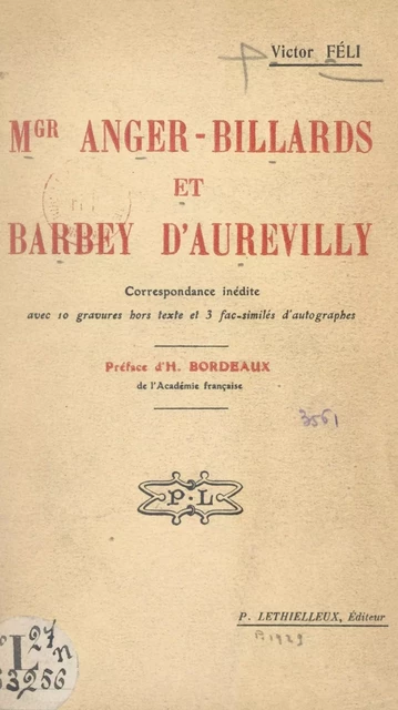 Mgr Anger-Billards et Barbey d'Aurevilly - Victor Féli - FeniXX réédition numérique