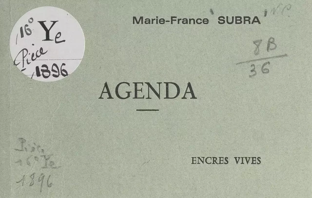 Agenda - Marie-France Subra - FeniXX réédition numérique