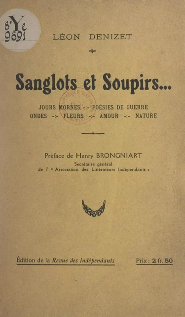 Sanglots et soupirs - Léon Denizet - FeniXX réédition numérique