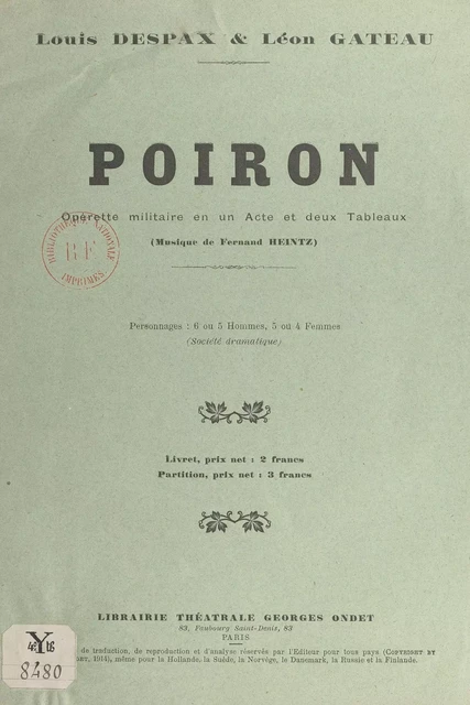 Poiron - Louis Despax, Léon Gateau - FeniXX réédition numérique