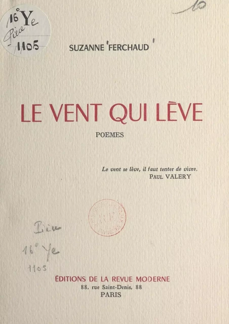 Le vent qui lève - Suzanne Ferchaud - FeniXX réédition numérique