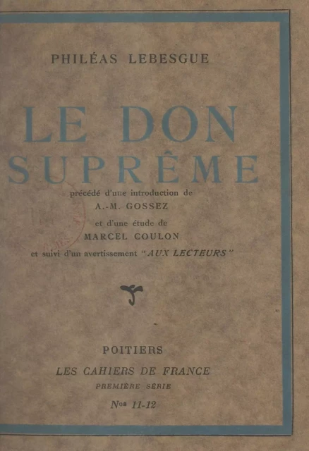 Le don suprême - Philéas Lebesgue - FeniXX réédition numérique