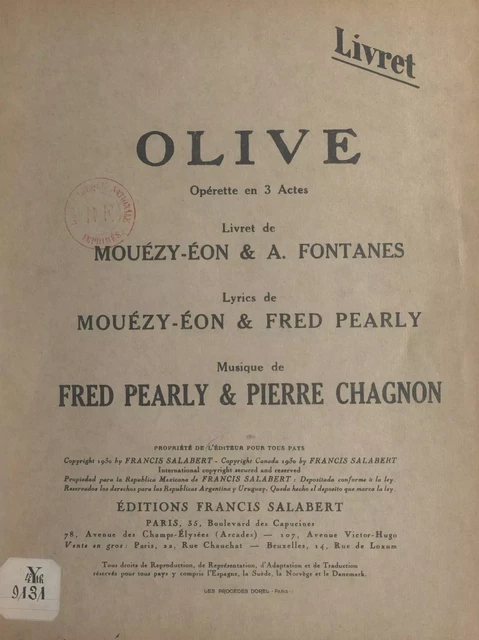 Olive - Alexandre Fontanes, André Mouézy-Éon - FeniXX réédition numérique