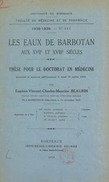 Les eaux de Barbotan aux XVIIe et XVIIIe siècles