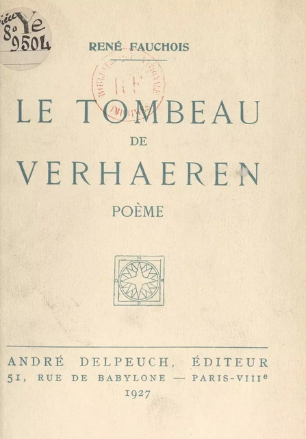 Le tombeau de Verhaeren - René Fauchois - FeniXX réédition numérique