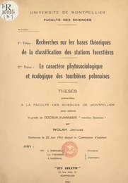 Recherches sur les bases théoriques de la classification des stations forestières