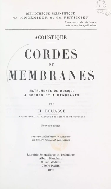 Cordes et membranes - Henri Bouasse - FeniXX réédition numérique