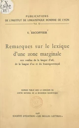 Remarques sur le lexique d'une zone marginale aux confins de la langue d'oïl, de la langue d'oc et du franco-provençal